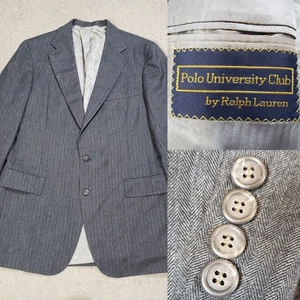Polo University Club Ralph Lauren Mens 42L Blazer Herringbone Wool Jacket Coat - Picture 1 of 15