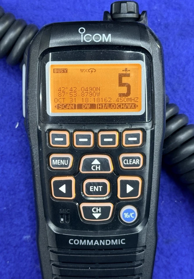 ICOM Commandmic HM-195B Remote Handset Microphone For M400 M410 M424 M506 M510 - Image 1 of 4