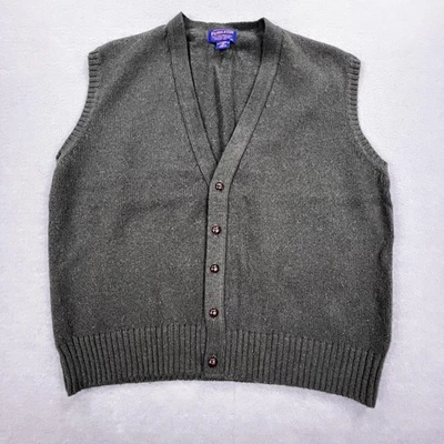 Pendleton Sweater Vest Mens XL Gray 100% Shetland Wool Button Front Knit - Image 1 of 4