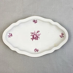 Bohemian Czechoslovakia 9" Serving Platter Roses Pink Gold Vintage Cottagecore - Picture 1 of 7