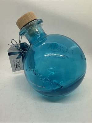 Ocean Organic Vodka Turquoise Blue Bottle with Cork & Tag Maui Hawaii 750ML - Image 1 of 4