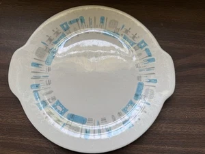 Plato para servir pasteles de colección Blue Heaven Mid Century moderno con mango real atómico - Imagen 1 de 6