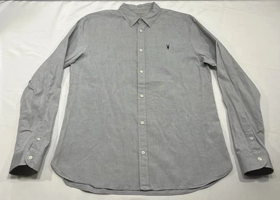 All Saints Men`s Light Gray Long Sleeve Button Down Collared Shirt / Size Large - Image 1 of 4