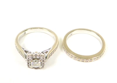 The Leo Diamond Engagement & Wedding Ring Set 14K Yellow/White Gold Princess Cut - Image 1 of 4