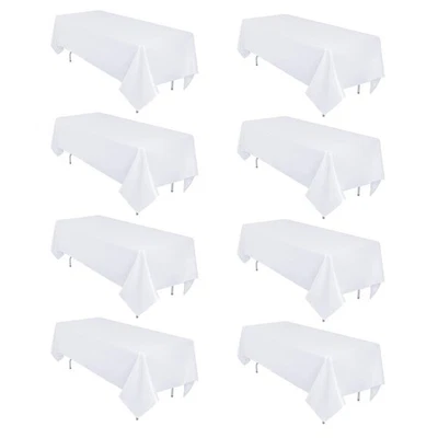 Mantel rectangular blanco de 60 x 126 pulgadas para mesas rectangulares 8 pies - Image 1 of 4