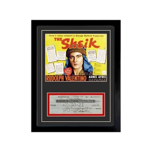 Rudolph Valentino Signed Cancelled Check Framed Display - Picture 1 of 5