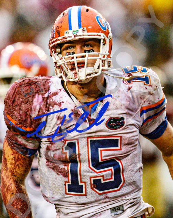 Foto autografada 8x10 assinada por Tim Tebow Florida Gators reimpressão lama de sangue Heisman - Imagem 1 de 1