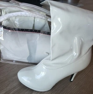 New Womens White Stilletto Heel High Gogo Boots Med 7-8 pair - Picture 1 of 5