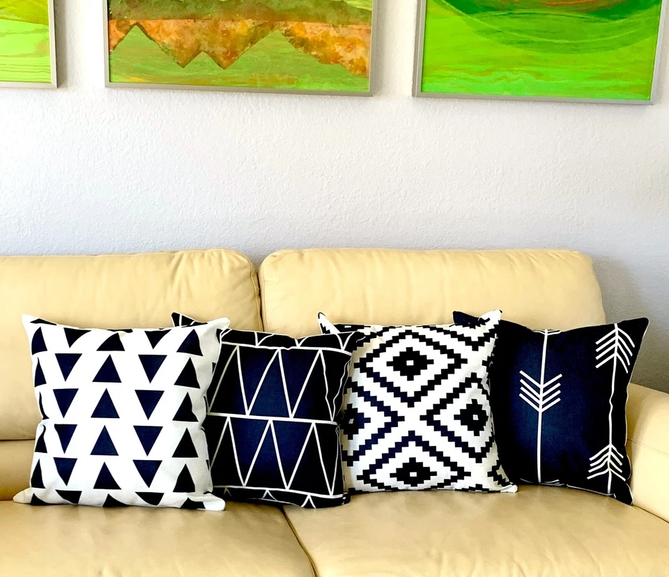 Funda de almohada moderna 18x18 4 estilos blanco y negro geométrico flechas aztecas Foto 1 de 4