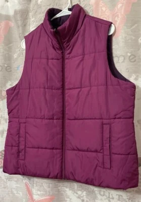 MERONA Womens Sz XXL Purple Reversible Polyester Insulated Puffer Vest - Image 1 of 4