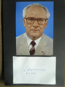 Erich Honecker † 1994 (DDR), Briefkarte orig. signiert m. Foto (20x30cm) Politik - Bild 1 von 1