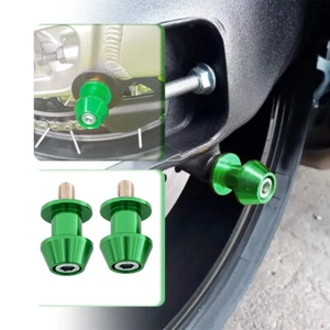 Green M8 Swingarm Spools Slider Stand Screws For Kawasaki Ninja 250 300 400 650 - Foto 1 di 8