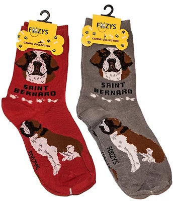 Calcetines Saint St Bernard Rescue Big Dog 2 pares para mujer Foozys cachorro perros lindos Foto 1 de 4