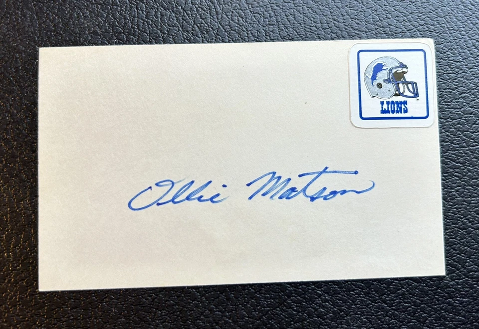 TARJETA ÍNDICE FIRMADA POR OLLIE MATSON Autografiada 3"X5" Cardenales/Carneros Foto 1 de 1