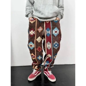 Pantalones de algodón de lona con diseño de chimayo suroeste nativo americano azteca tribal para hombre - Imagen 1 de 15