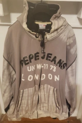 Pepe Jeans London Vintage Urban Wear Hoodie | Black Grey | UK W-11 73 | 5XL - Image 1 of 4