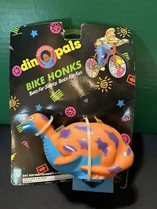 1993 Hitch-A-Ride 6" Bike Honk Orange Blue Dinosaur Horn Novelty Vintage Kid NIP - Picture 1 of 11