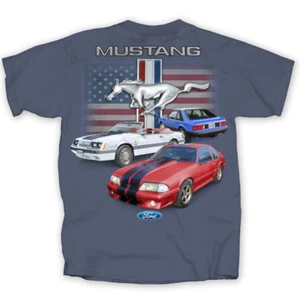 Mustangs Fox Body/ Flag Ford Mens T shirts Licensed - Picture 1 of 5