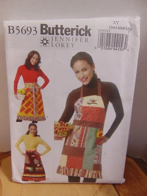 Butterick Reversible Apron Sewing Pattern S-M-L 3 views B5693 UNCUT - Image 1 of 2