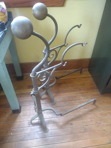 Andirons Addison MIZNER 37" Tall LARGE Fireplace Wrought Iron Forged Antique Cover