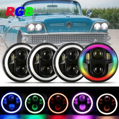 4 piezas faros LED redondos RGB 5,75" alto/bajo control DRL APP para Buick 1958-1975 Foto 1 de 4