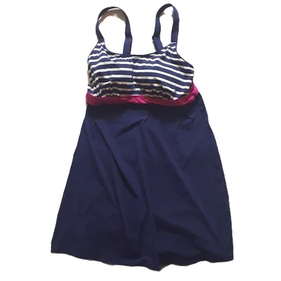 Camiseta sin mangas Lands' End 8 para mujer azul, blanco y rosa a rayas Foto 1 de 4