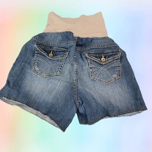 Y2k Get Used by Lexi Maternity Vintage Jean Distressed  Shorts Sz Large  T44 - Picture 1 of 9