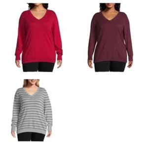 BNWTS Worthington Women's Long Sleeve V Neck Sweater - Plus 1x - Picture 1 of 5