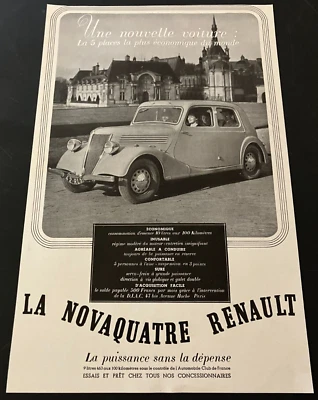 Renault Novaquatre francês década de 1930 - Vintage impressão original anúncio / arte de parede - LIMPO - Imagem 1 de 4