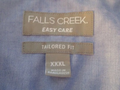 Camisa de vestir azul abotonada manga larga Falls Creek Easy Care para hombre talla XXXL Foto 1 de 4