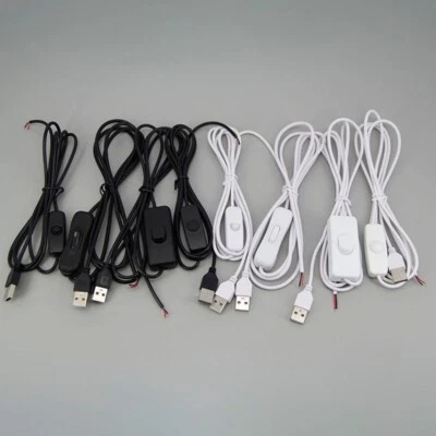 2Pin white black DC 5V USB Male Power supply on/off Switch Cable Charging dimmer - Image 1 of 4