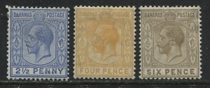 Bahamas KGV 1912 2 1/2d, 4d, & 6d mint o.g. - Foto 1 di 1