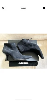 Jill Sander Black Suede Ankle Boots Size 40.5 Sz 10.5 US Women 3.5 heel LQQK - Image 1 of 4