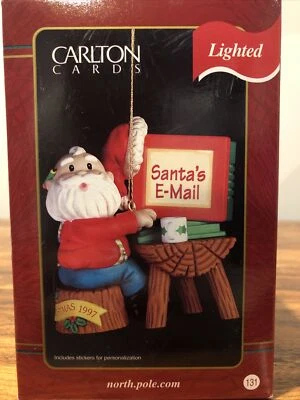 1997 Carlton Cards Santa's Email Lighted Ornament #131 Rudolph Christmas Special Foto 1 de 4