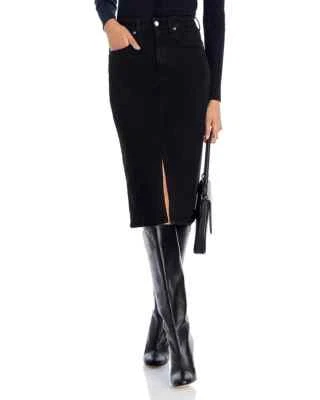 Falda midi de mezclilla de cintura alta Ag precio de venta sugerido por el fabricante 198 USD Foto 1 de 4