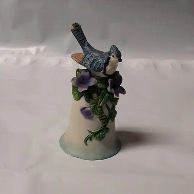Campana Bluejay de cerámica vintage de 4" de alto  Foto 1 de 4