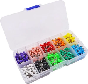 1000 Count Colored Round Heads Push Pins Map Tacks Decorative Straight Pins NEW - Picture 1 of 5