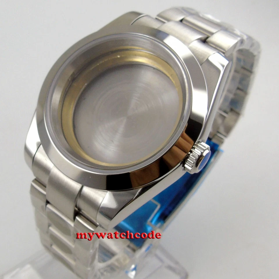 Caja de reloj de cristal de zafiro de acero pulido de 36 mm compatible con movimiento ETA 2824 2836 8215 Foto 1 de 4