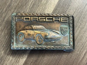 Vintage Porsche Log 911 Sports Car Metal Belt Buckle Brass - Picture 1 of 3