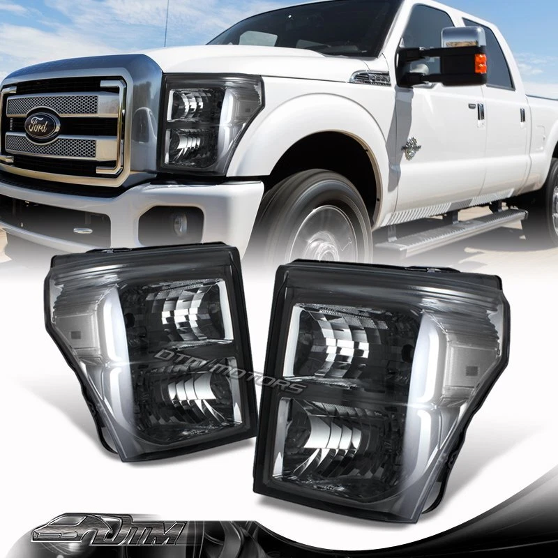 SOCKIR Juego De Montaje De Faros Compatibles Con Ford F-250 F-350 F-450 F-550 Super Duty Para El Lado Del Pasajero Y Del Conductor 2011-2016 Con Bombillas (carcasa Negra Con Reflector Transparente