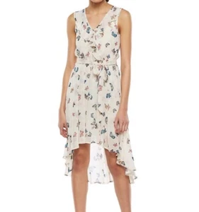 Disney Cinderella Semi Sheer Butterfly Print Hi Lo Dress Ruffled XS - Picture 1 of 13