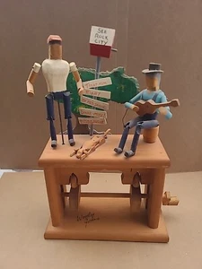 Woody Jones Mechanical Folk Art Wood Carving Automaton Guitar Dog Dancing Burma - Picture 1 of 5