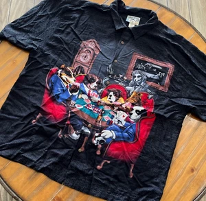 Big Dogs Shirt 3XL Black Poker Graphic Loop Hawaiian Short Sleeve VTG Rayon - Picture 1 of 6