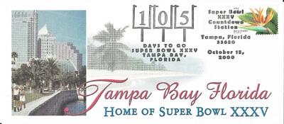 Tampa Bay Florida Super Bowl 35 2000 cubierta, 105 días para ir Buccaneers Tom Brady Foto 1 de 2