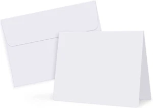 50 Stück weiß-leer-Karten-und-Umschläge-5x7-schwer-gefaltet-Karton-und-A7 - Bild 1 von 6