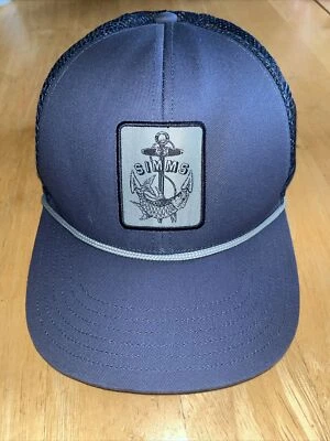 Simms Productos de Pesca Azul Snap-Back Malla Top Gorra Sombrero OSFM. Peces en ancla Foto 1 de 4