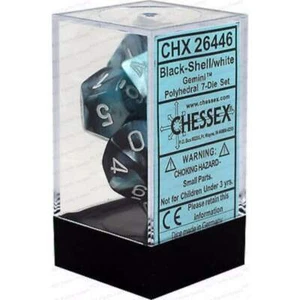 Chessex Polyhedral Dice - 7D Set - Gemini Black-Shell/White - Picture 1 of 1