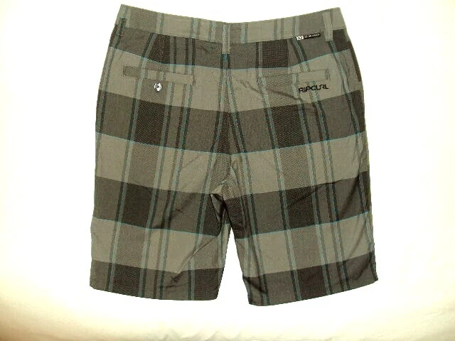 RIP CURL MEN'S PLAID WALKSHORT SHORTS size 34 CHARCOAL GREY DD55 - Image 1 of 1