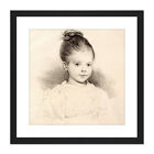 Deveria Marie Clerambault Child Portrait Drawing Square Framed Wall Art 9X9 In