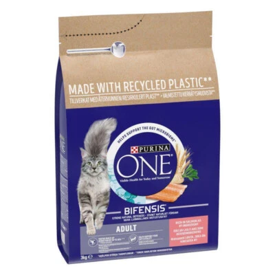 PURINA ONE Adult Salmon & Whole Grains Bifensis Balanced Dry Cat Food 3KG Packs